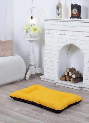 Лежак, лежанка для котов и собак спальное место цвет желтый/черный2 фото