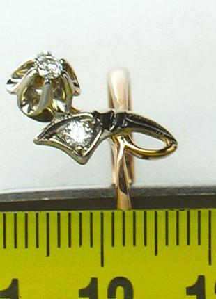 Кольцо перстень золото ссср 583 проба 3,04 грамма размер 18,5 бриллианты 2 шт 2 мм и 2,5 мм8 фото