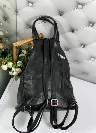 Женский стильный, качественный рюкзак-сумка для девушек из эко кожи синий5 фото