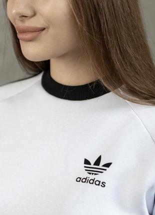 Кофта женская зимняя adidas теплая с начесом белая | свитшот женский адидас толстовка на флисе зима2 фото