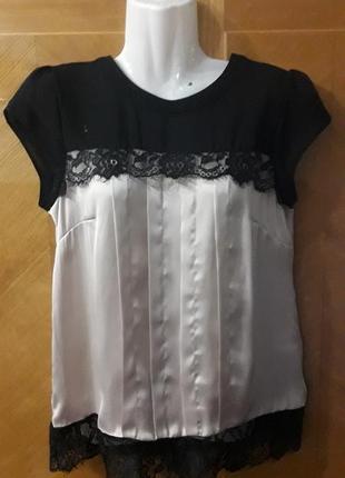 Dorothy perkins  блуза  атласная   с кружевом р.129 фото