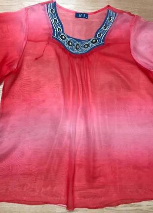 Шикарная шелковая блузка туника р.54/58 блуза из германии н-34 фото