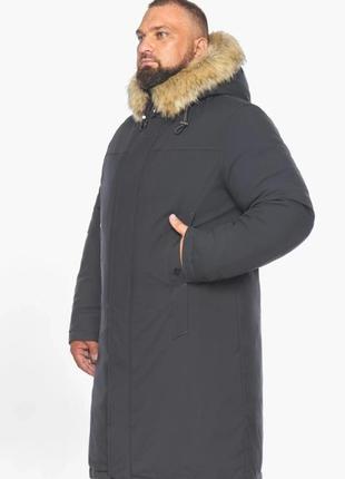 Графитовая зимняя мужская длинная куртка с опушкой braggart arctic, германия4 фото