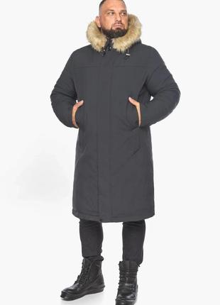 Графитовая зимняя мужская длинная куртка с опушкой braggart arctic, германия7 фото