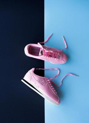 Nike cortez pink кожаные женские кроссовки найк розовый цвет (весна-лето-осень)😍3 фото