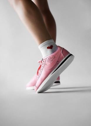 Nike cortez pink кожаные женские кроссовки найк розовый цвет (весна-лето-осень)😍4 фото