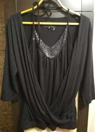 #розвантажуюсь натуральна чорна кофточка з паєтками jbc, 48-52р.(xl)