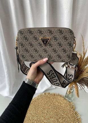 Жіноча сумочка guess, шкіряна сумка через плече гес сіра
