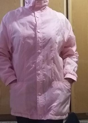Куртка ветровка парка женская розовая на подкладке 46 размер