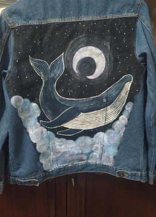 Джинсовая куртка с ручной росписью 48 размер8 фото