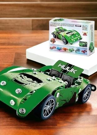 Детский металлический конструктор машина халк, гоночная машинка мстители супергерой халк, игрушка халк