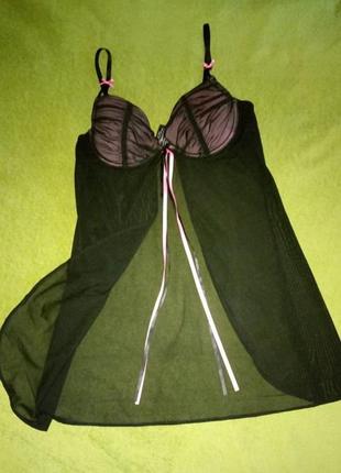 Чорний пеньюар ночнушка