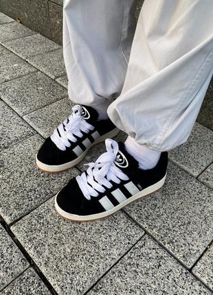 Кроссовки мех adidas campus 00s black/white3 фото