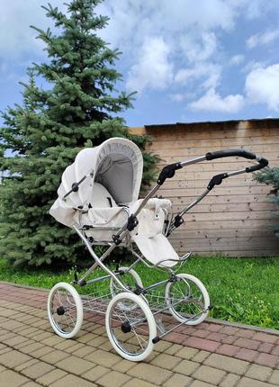 Детская коляска-трансформер eichhorn combination stroller белая/серебристо-серая белые колеса