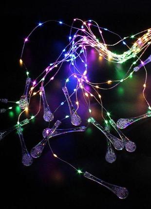 Гірлянда xmas 300m-8 крапля роси з підвіскою 7261, різнобарвна — топ продаж!