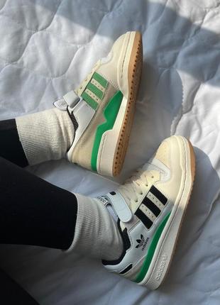 Кроссовки adidas forum 84 low beige/green/black7 фото