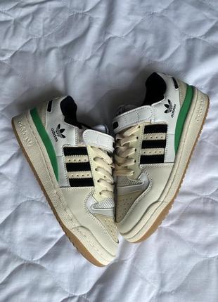 Кроссовки adidas forum 84 low beige/green/black9 фото