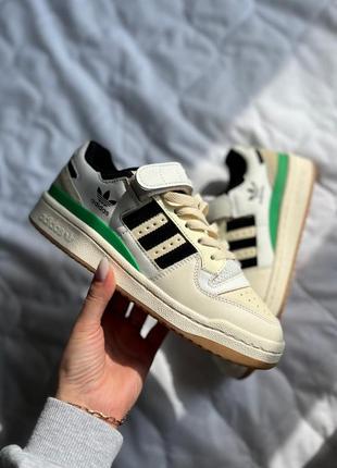 Кроссовки adidas forum 84 low beige/green/black4 фото