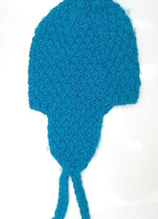 Вязанная шапка бирюзовая голубая1 фото