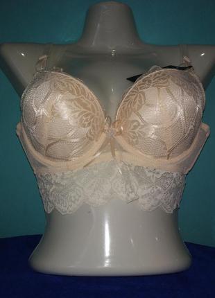 Бюстгалтер, кружевний бюстье беж чашка в,80, 85