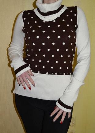 Светр гольф-водолазка в горох 2