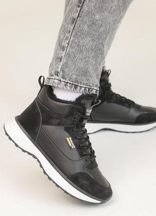 Кроссовки женские зимние с мехом экокожа черные 587468