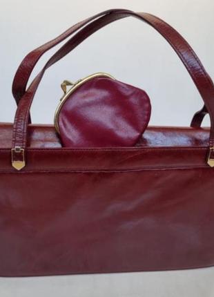 Сумка винтаж, винтажная сумка, кожаная сумка, сумка ретро, красная сумка, бордовая сумка4 фото