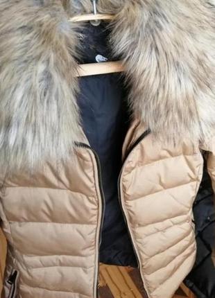 Zara ❤️бежевая зимняя куртка пуховик  зара4 фото