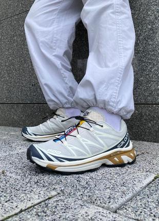 Кроссовки salomon s/lab xt-6 beige/blue/gold4 фото