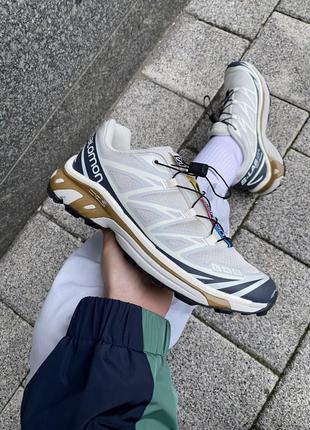 Кроссовки salomon s/lab xt-6 beige/blue/gold2 фото