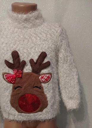 Новогодний свитер, кофта с оленем травка1 фото