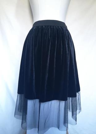 Женская велюровая юбка с фатином2 фото