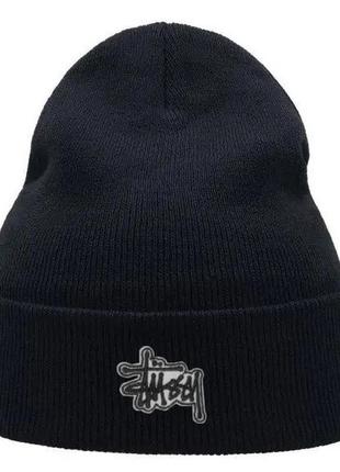 Зимова шапка stussy / шапка stussy темно-синя