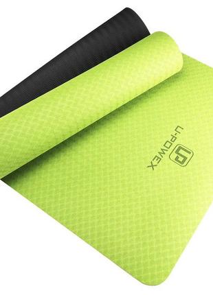 Килимок для йоги та фітнесу u-powex tpe yoga mat green/black (183х61х0.6)