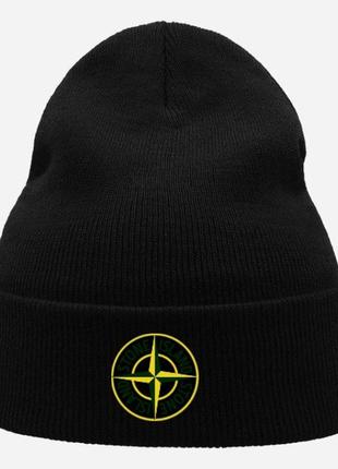 Зимова шапка stone island / шапка stone island темно-синя