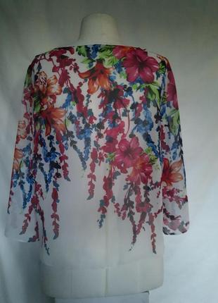 Женская яркая шифоновая блуза, блузка, топ, мелкий цветок, гавайка.2 фото