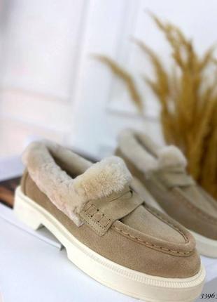 Зимние лоферы. утепленные натуральным мехом