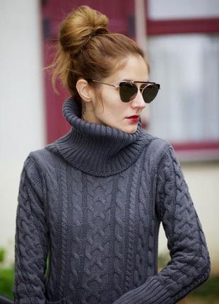 Серый стильный вязаный уютный свитер с горловиной c&a