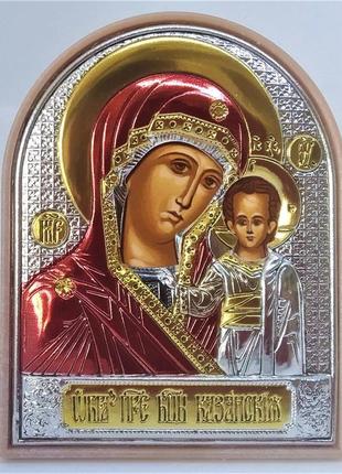 Греческая икона silver axion божья мать казанская цветная ep2-004pag/p/c  6х8 см2 фото