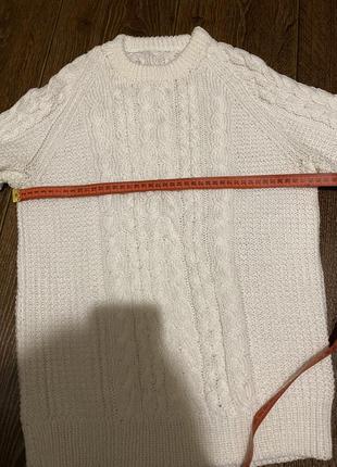 Актуальный белый вязаный косами свитер кофта пуловер5 фото