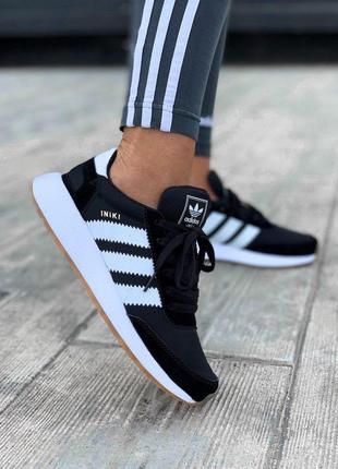 Adidas iniki шикарні жіночі кросівки адідас чорний колір замша (весна-літо-осінь)😍4 фото