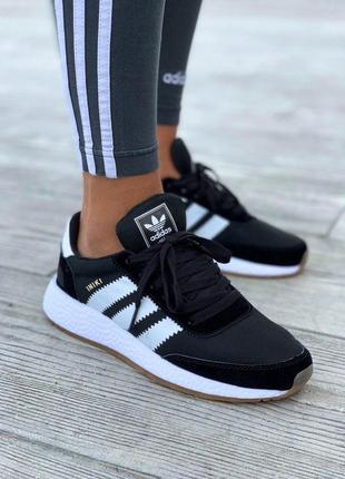 Adidas iniki шикарные женские кроссовки адидас черный цвет замша (весна-лето-осень)😍8 фото