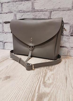 Сумка жіноча через плече натуральна шкіра сіра матова 1702