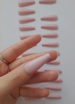 Ногти накладные розовые глянцевые, набор накладных ногтей 24 шт