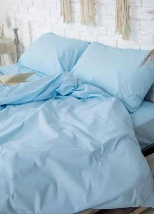 Голубой однотонный комплект постельного белья