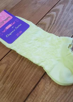 Шкарпетки укорочені жовті "трояндочки", розмір 25 / 37-39р.