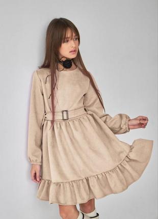 Нарядное платье на девочку 134-158  замш