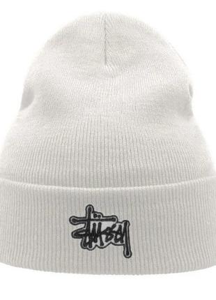 Зимняя шапка stussy / шапка stussy белая