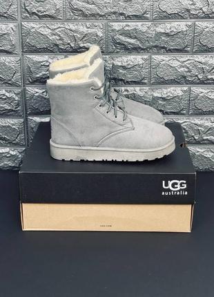 Угги женские ботинки ugg australia серые классические угг на шнурках меховые угги высокие5 фото