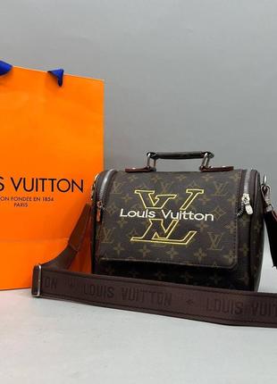 Сумка коричневая женская в стиле louis vuitton клатч сумочка саквояж луи витон кросс боди1 фото